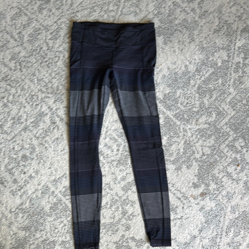 Lululemon Striped Black and Gray Run Leggings